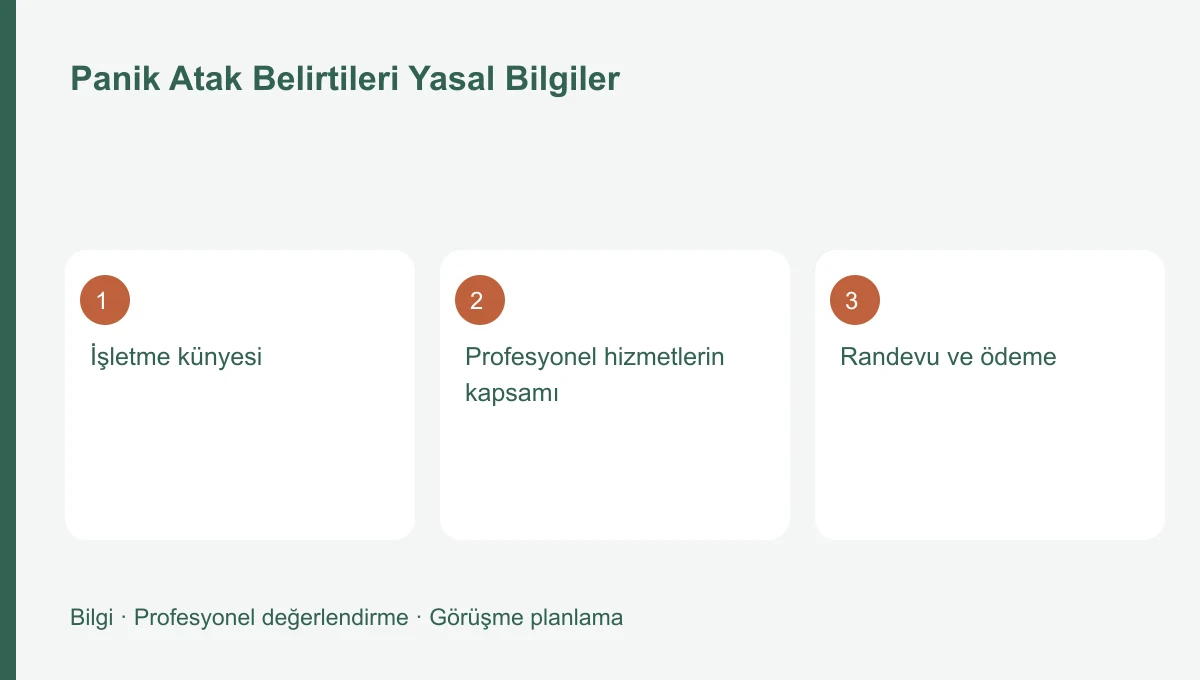Panik Atak Belirtileri Yasal Bilgiler Panik Atak Belirtileri Yasal Bilgiler için üç başlığı gösteren bilgi şeması